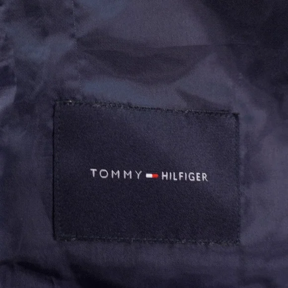 Tommy Hilfiger Soft Flannel Worsted‎ Wool Sport Coat 48R Blue Windowpane Tag 50L